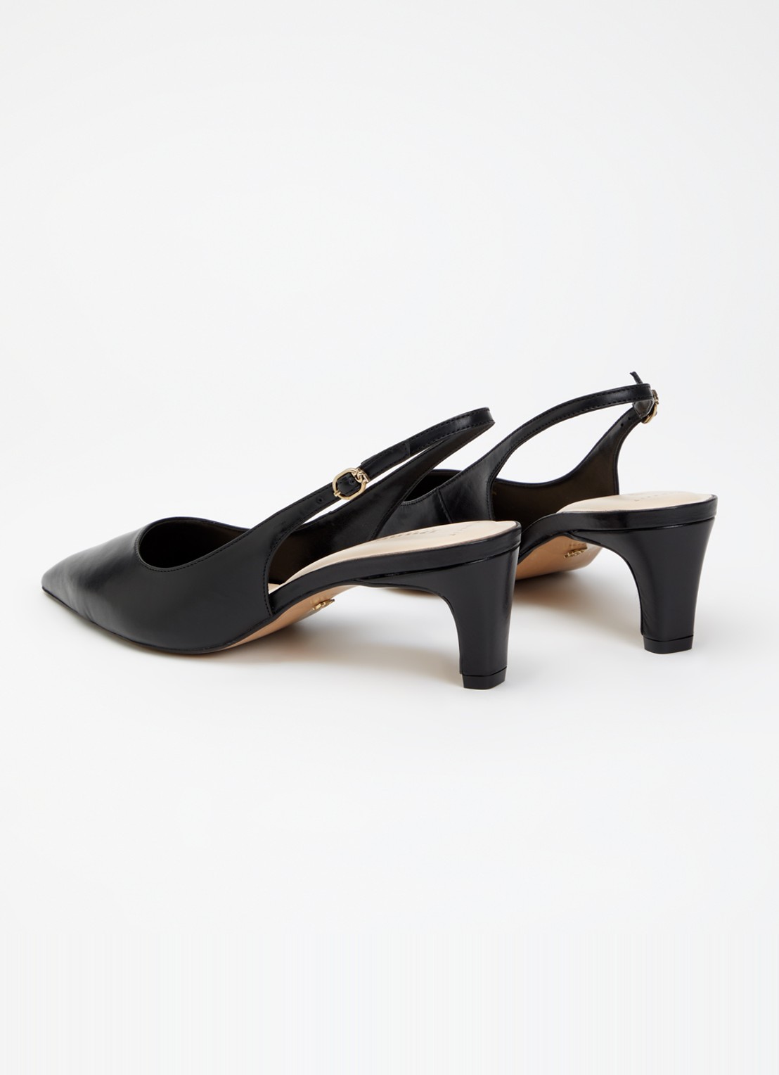 Dune London Wide Fit Connection slingback van leer - achterkant zwart