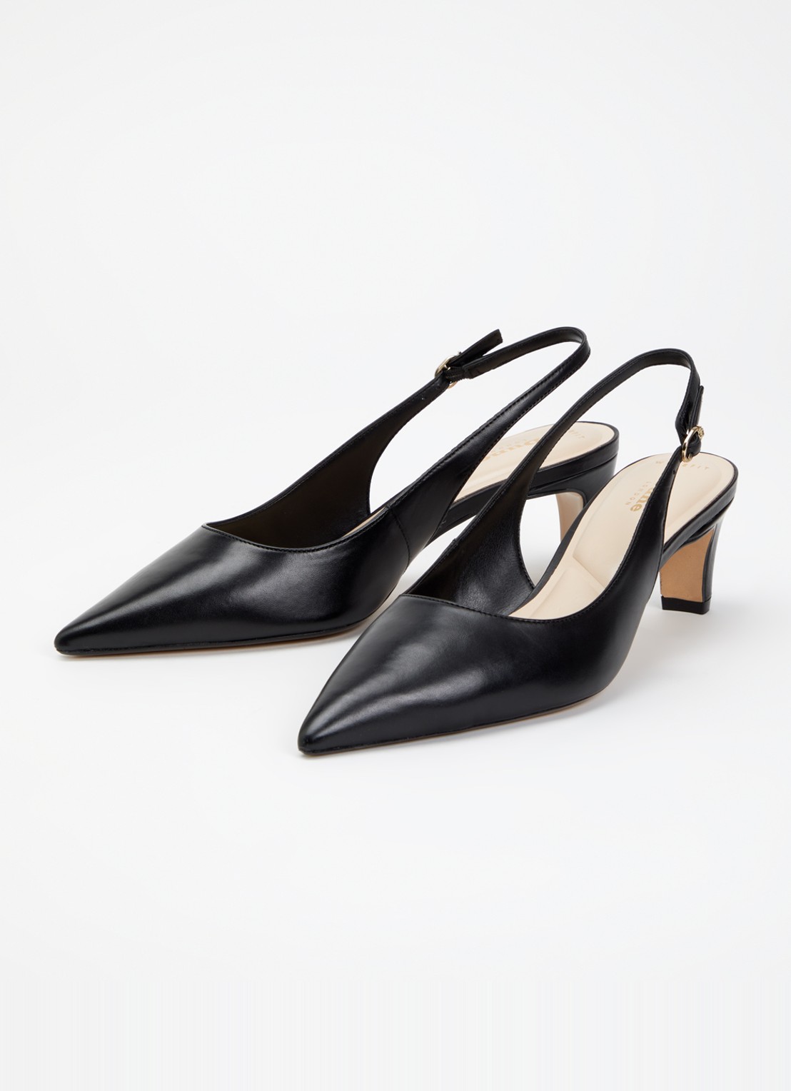 Dune London Wide Fit Connection slingback van leer - detail 3 zwart