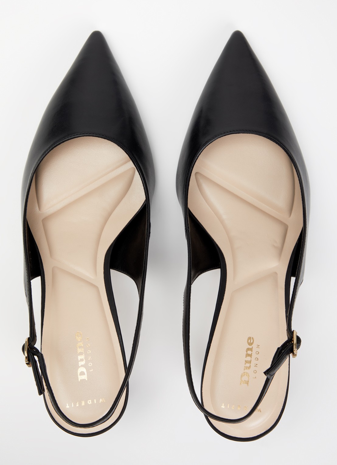 Dune London Wide Fit Connection slingback van leer - detail 4 zwart