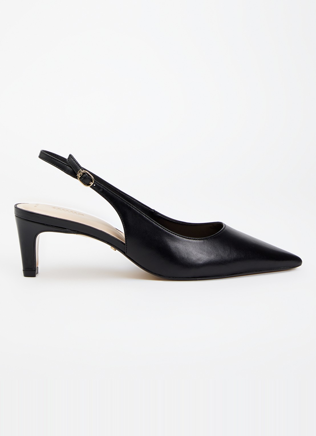 Dune London Wide Fit Connection slingback van leer - voorkant 2 zwart