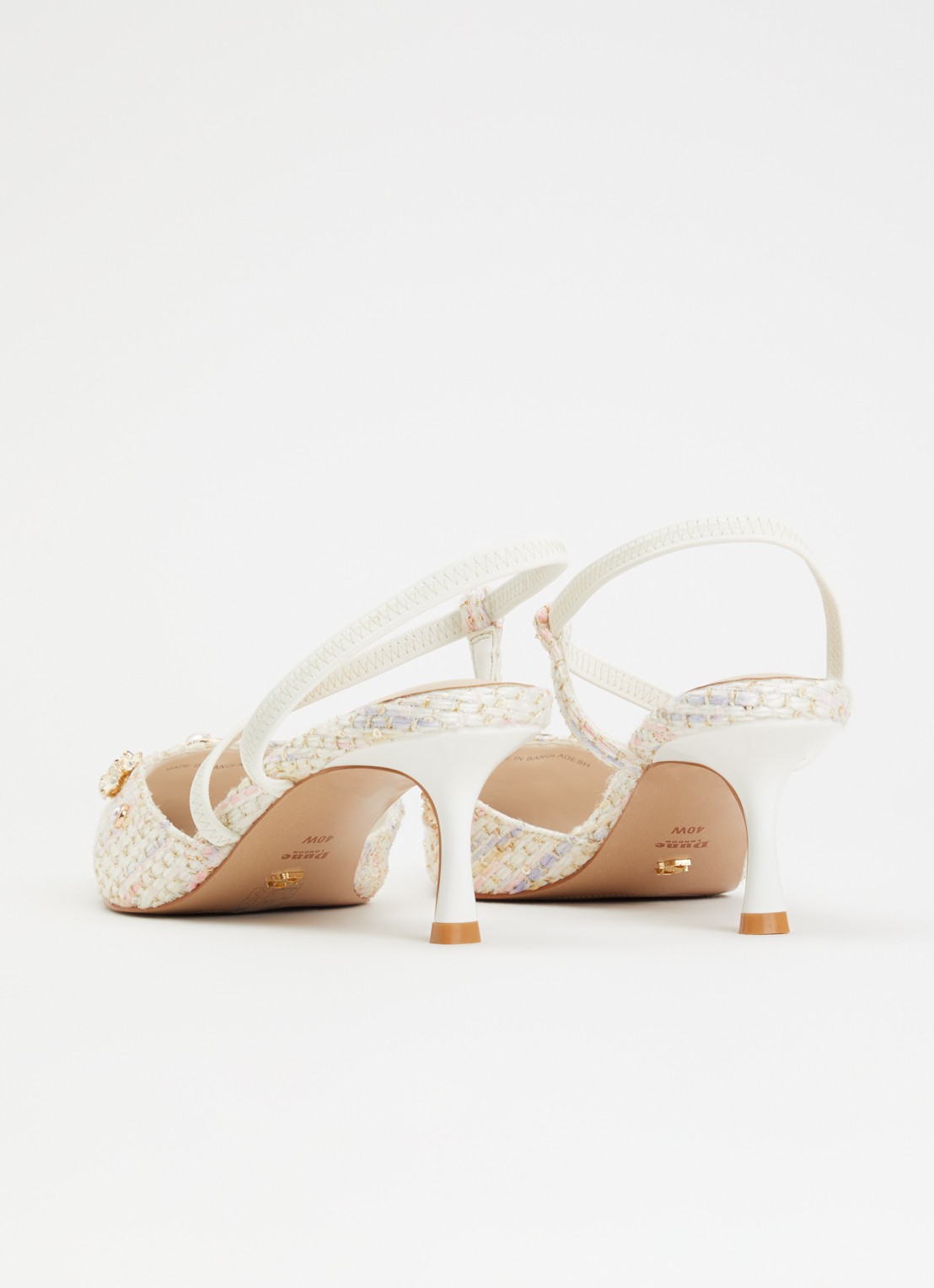 Dune London Wide Fit Dyana slingback met glitter - achterkant 2 gebroken wit