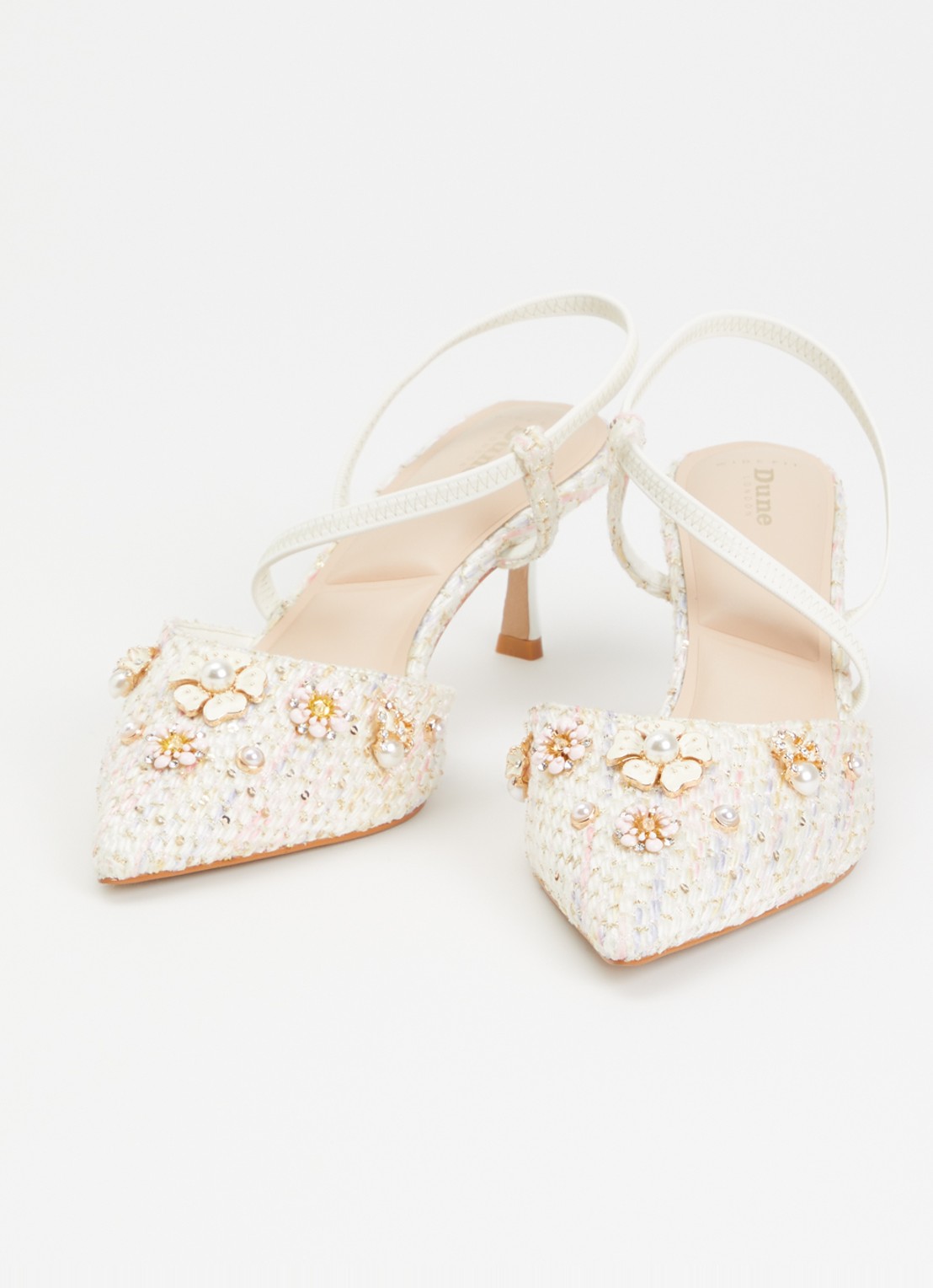 Dune London Wide Fit Dyana slingback met glitter - detail 3 gebroken wit