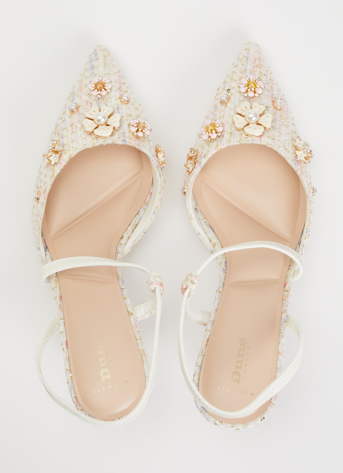 Dune London Wide Fit Dyana slingback met glitter - detail 4 gebroken wit