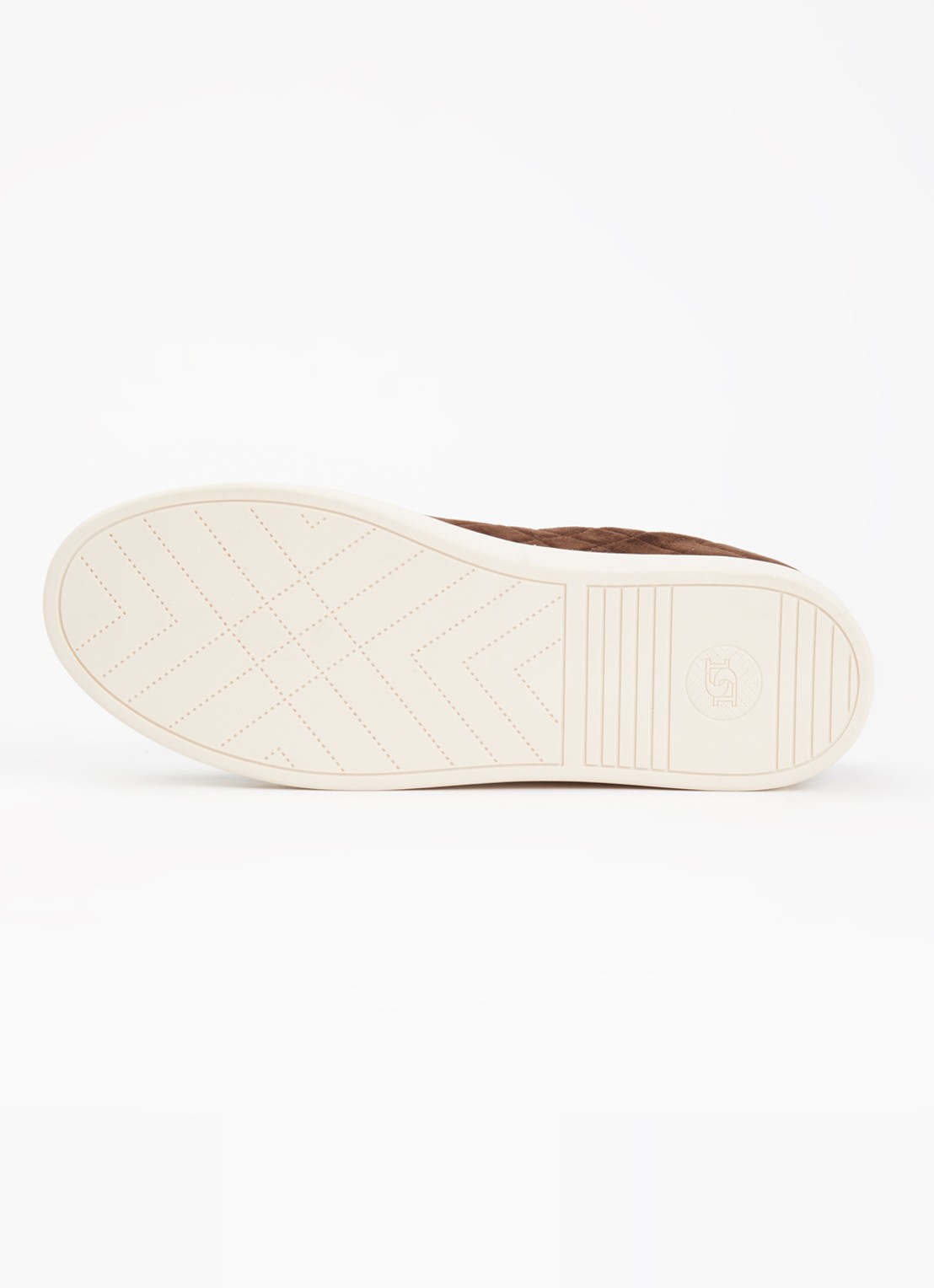 Dune London Wide Fit Egent sneaker van leer met quilt patroon  - detail 4 donkerbruin