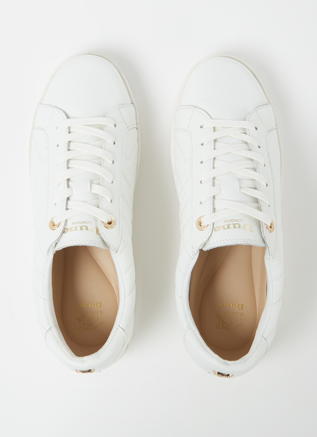 Dune London Wide Fit Egent sneaker van leer met quilt patroon  - detail 3 wit
