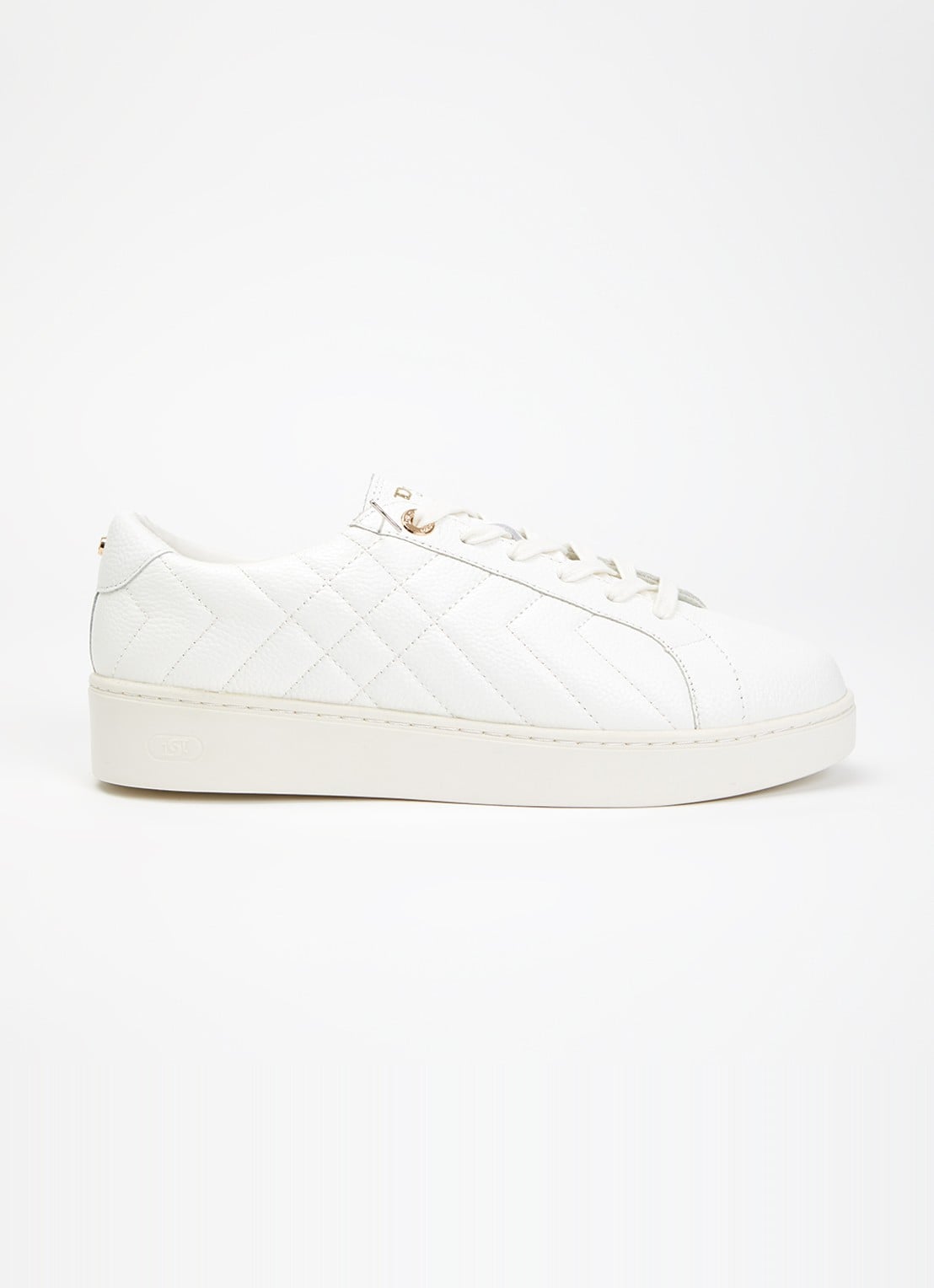 Dune London Wide Fit Egent sneaker van leer - voorkant 2 wit