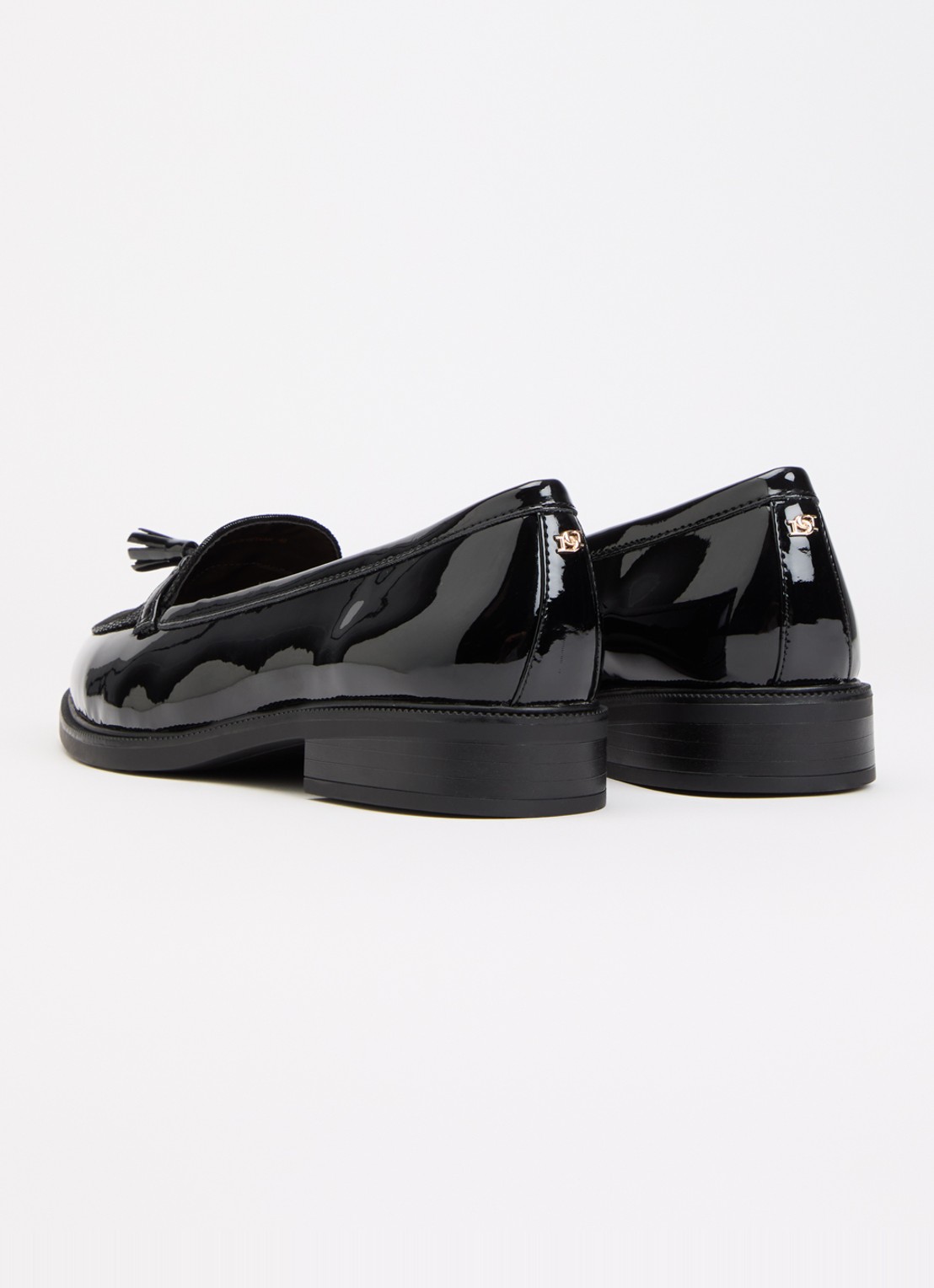 Dune London Wide Fit Gazeles loafer met lakfinish - achterkant 5 zwart