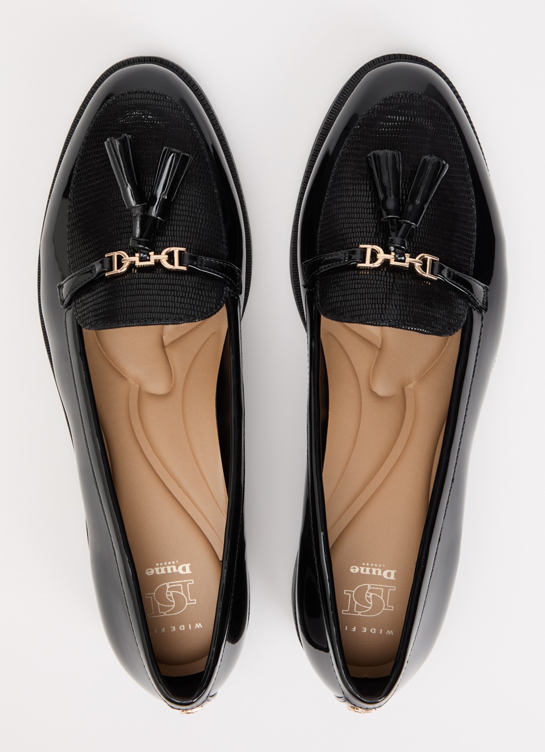 Dune London Wide Fit Gazeles loafer met lakfinish - detail 2 zwart