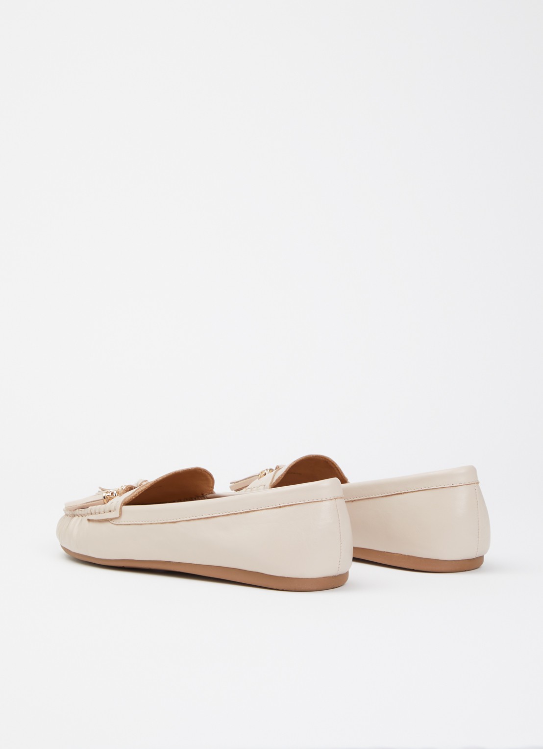 Dune London Wide Fit Geen mocassin van leer met franjes - achterkant lichtroze