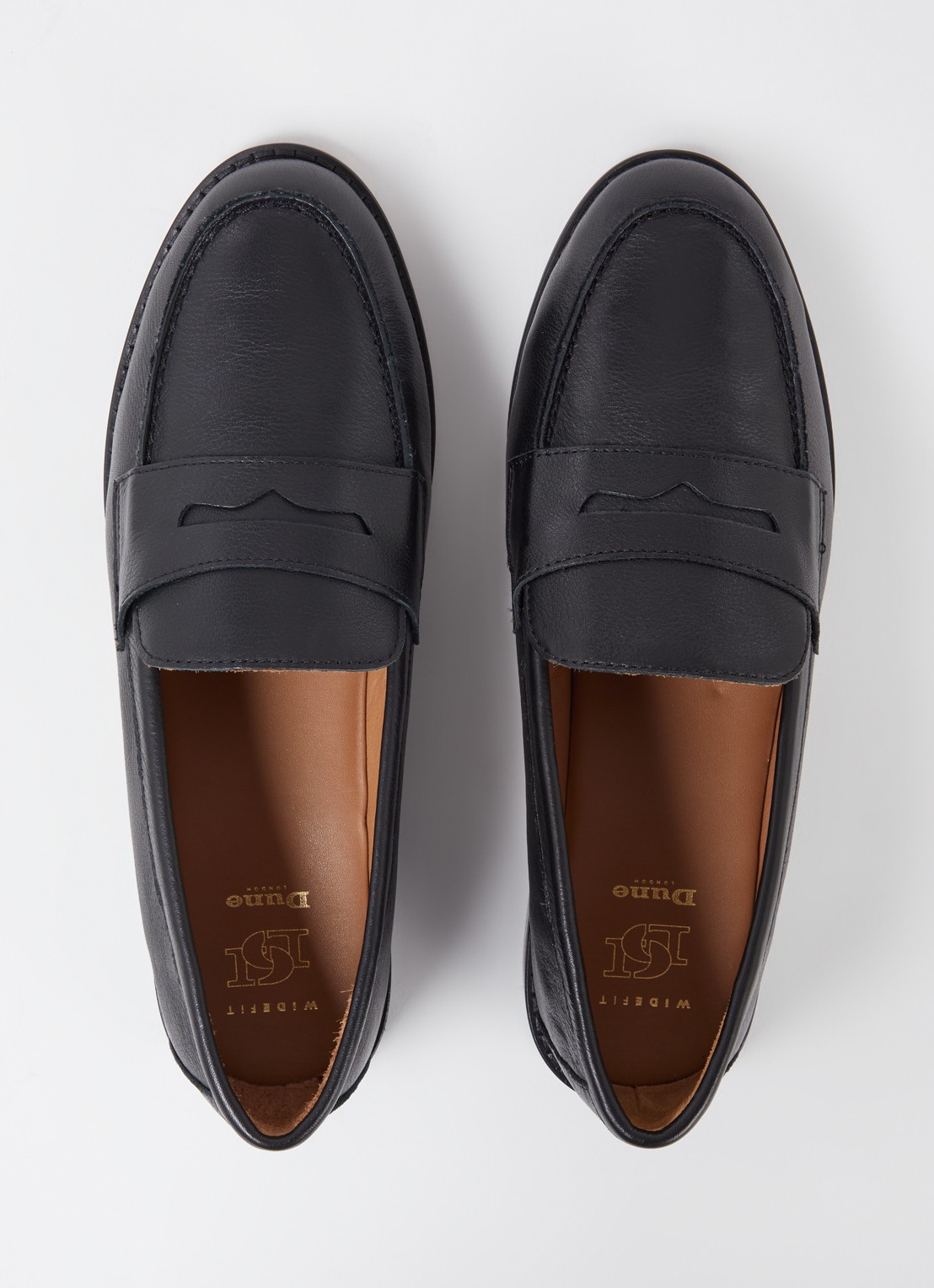Dune London Wide Fit Ginelli loafer van leer - detail 4 zwart