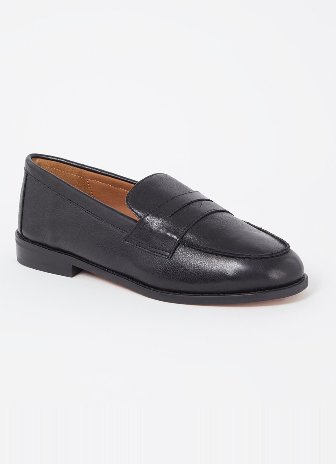Dune London Wide Fit Ginelli loafer van leer - voorkant 2 zwart