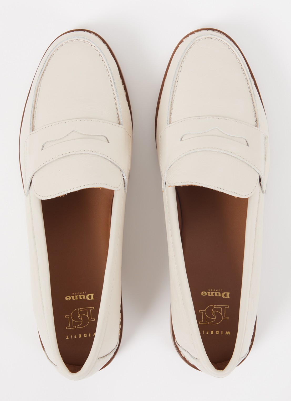 Dune London Wide Fit Ginelli loafer van leer - detail 4 creme