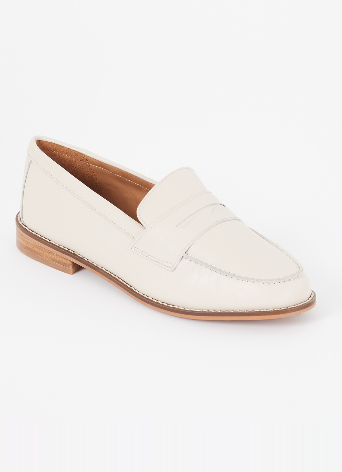 Dune London Wide Fit Ginelli loafer van leer - voorkant 2 creme