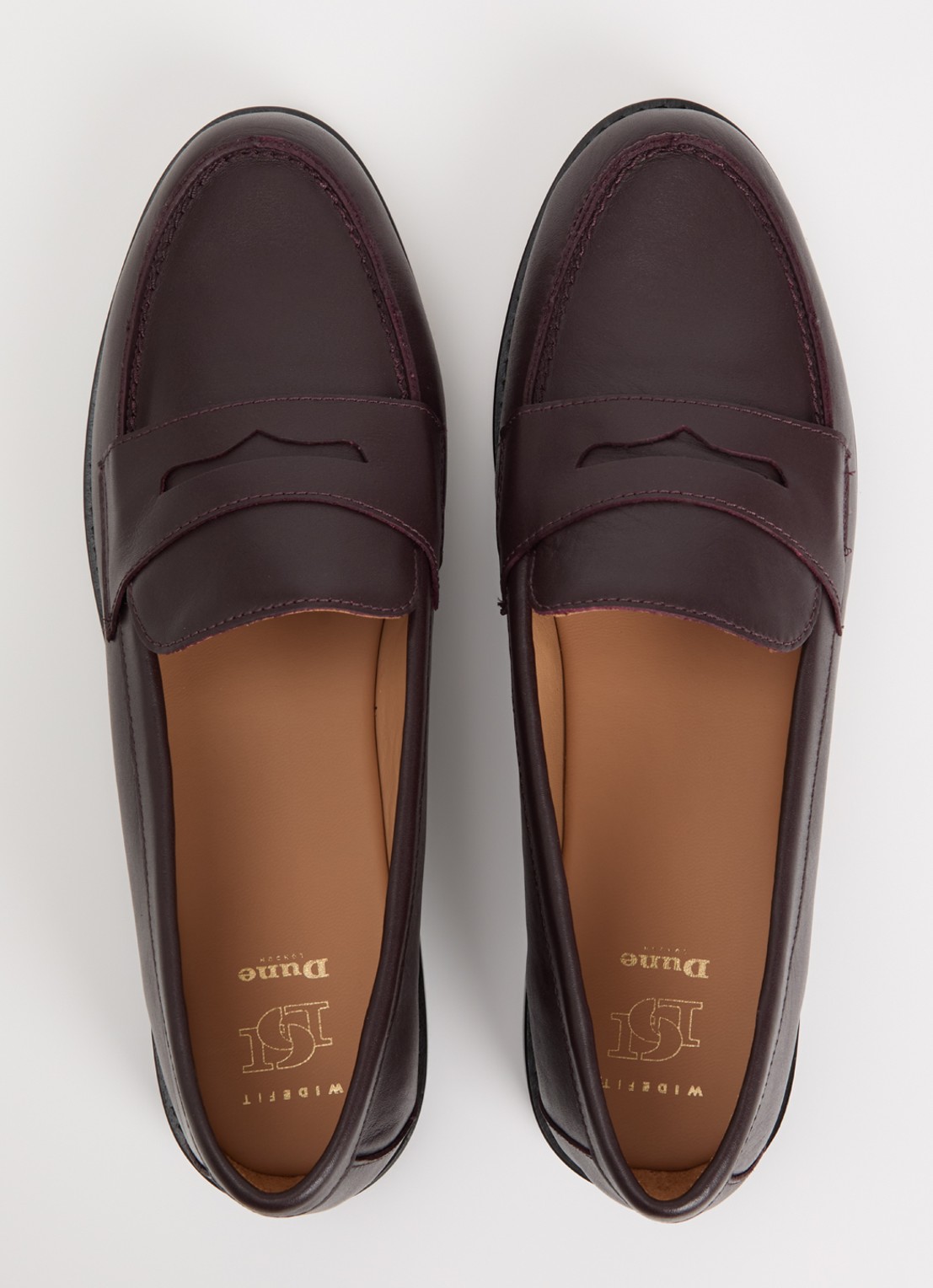 Dune London Wide Fit Ginelli loafer van leer - detail 3 bordeauxrood