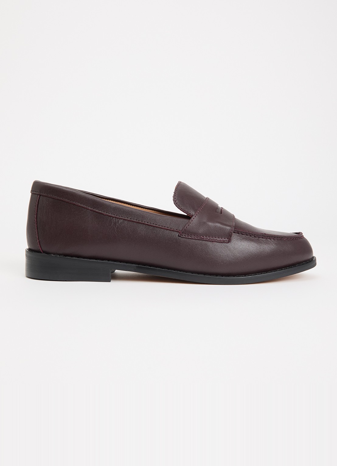 Dune London Wide Fit Ginelli loafer van leer - voorkant bordeauxrood