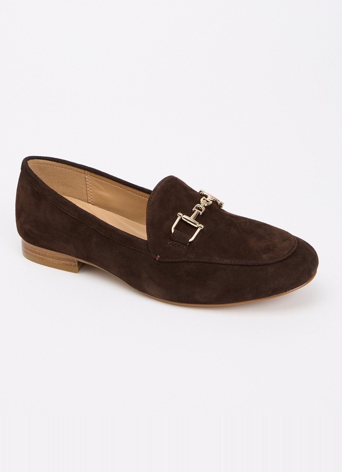 Dune London Wide Fit Glair loafer - voorkant 2 donkerbruin