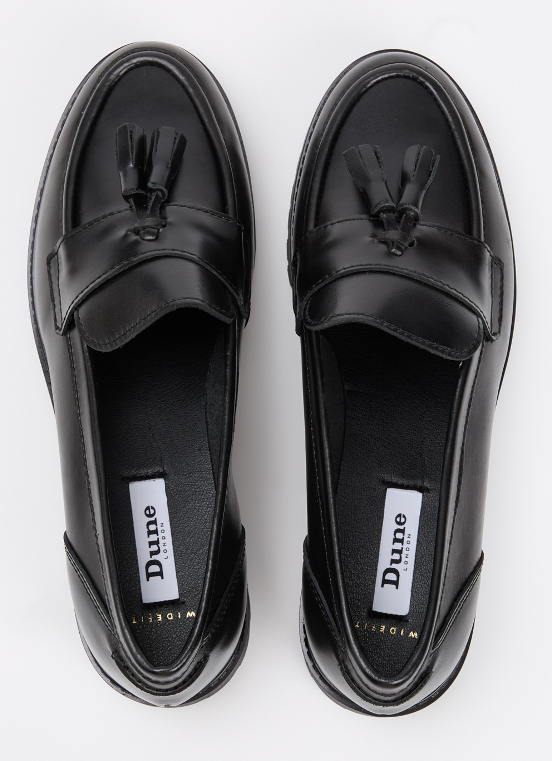 Dune London Wide Fit Gracelyn loafer van leer - detail 3 zwart