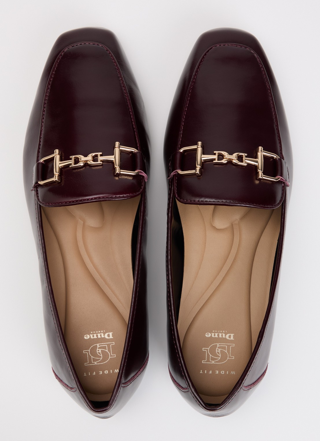 Dune London Wide Fit Grained loafer van leer - detail 3 bordeauxrood