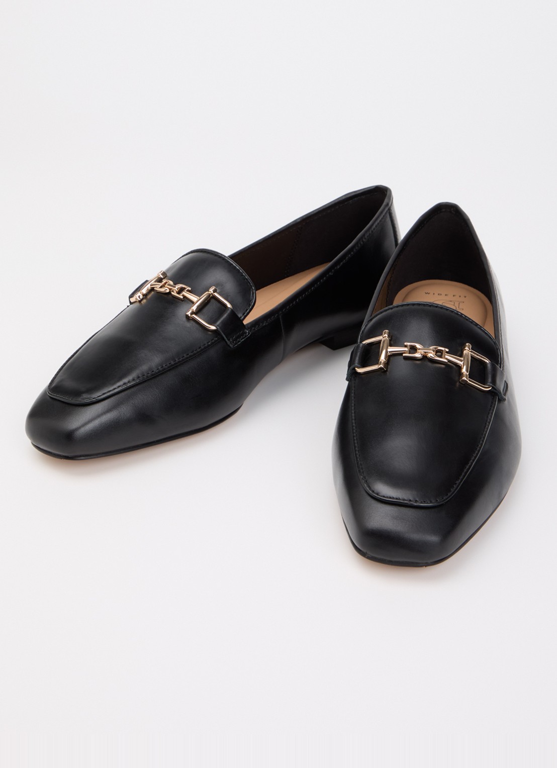 Dune London Wide Fit Grained loafer van leer - detail 2 zwart