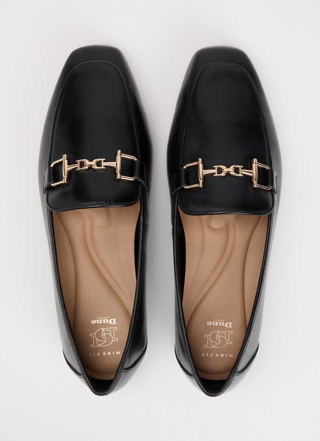 Dune London Wide Fit Grained loafer van leer - detail 3 zwart