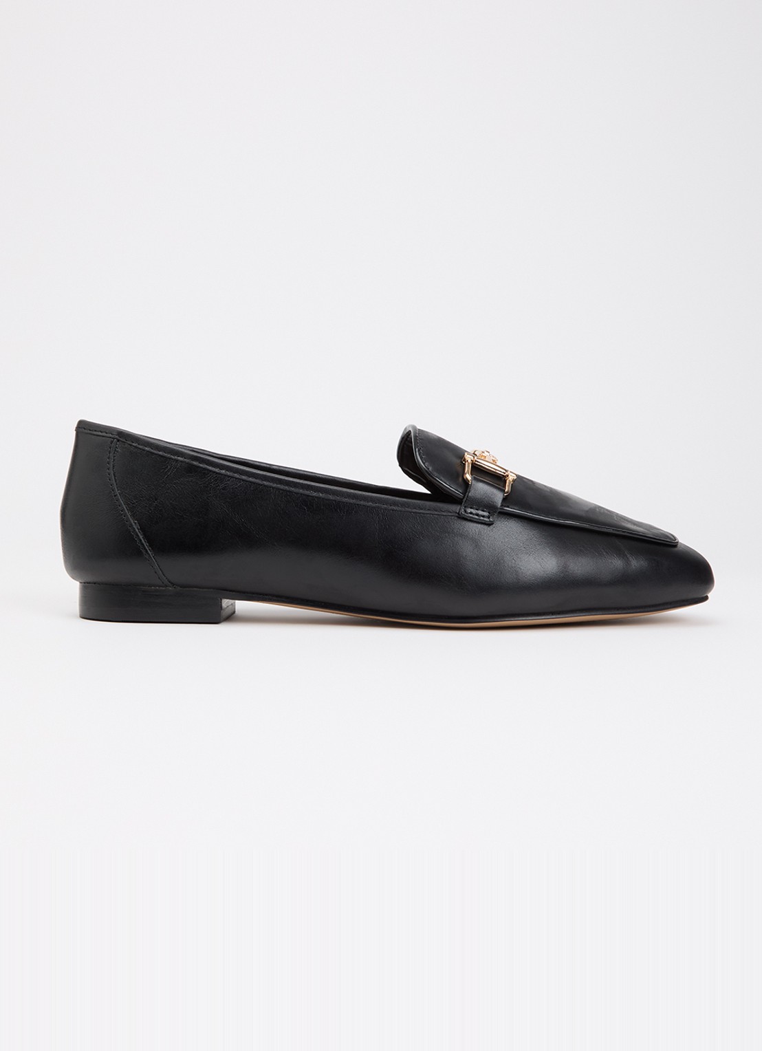 Dune London Wide Fit Grained loafer van leer - voorkant zwart