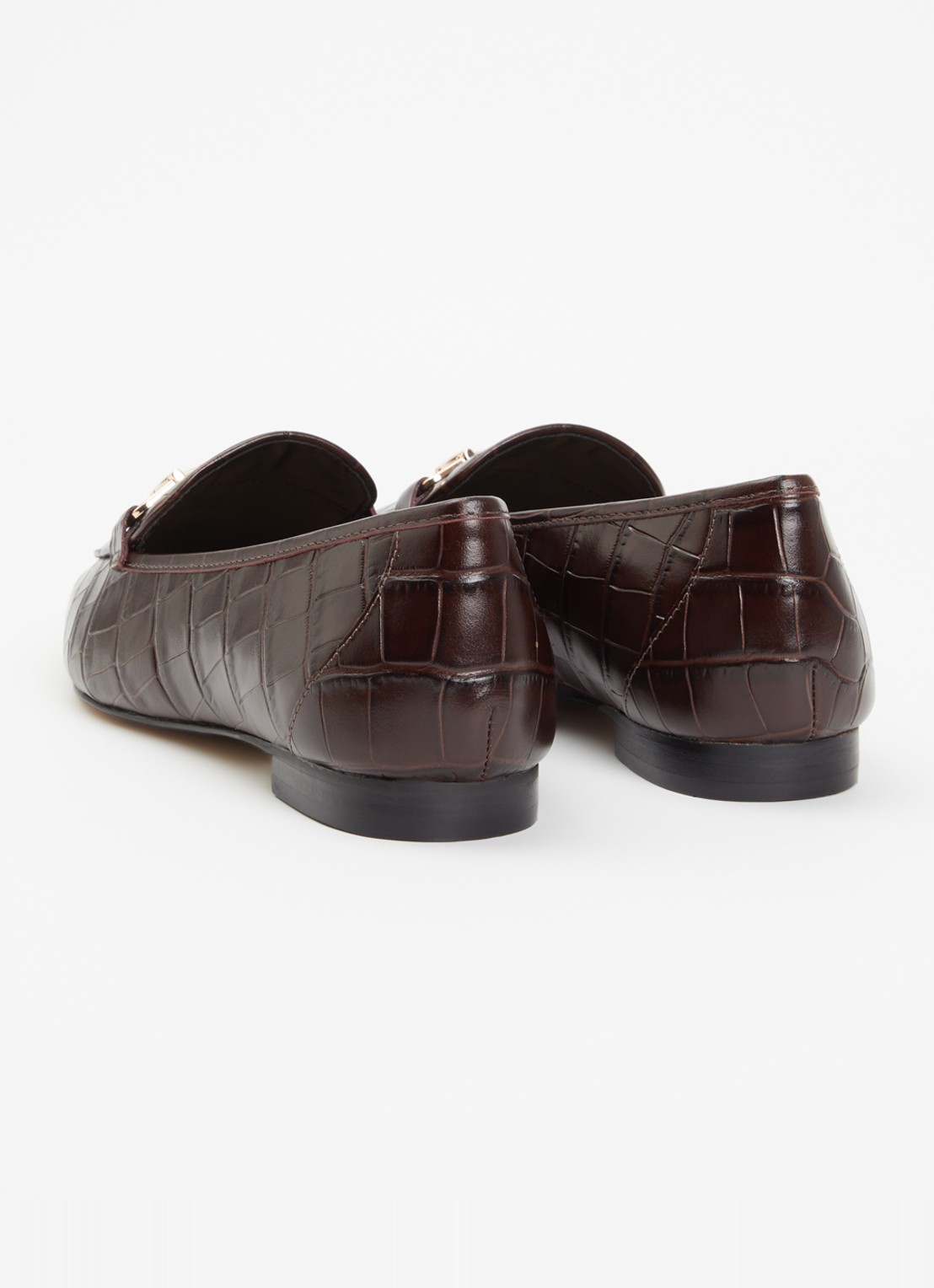 Dune London Wide Fit Grained loafer van leer - achterkant 5 kastanjebruin