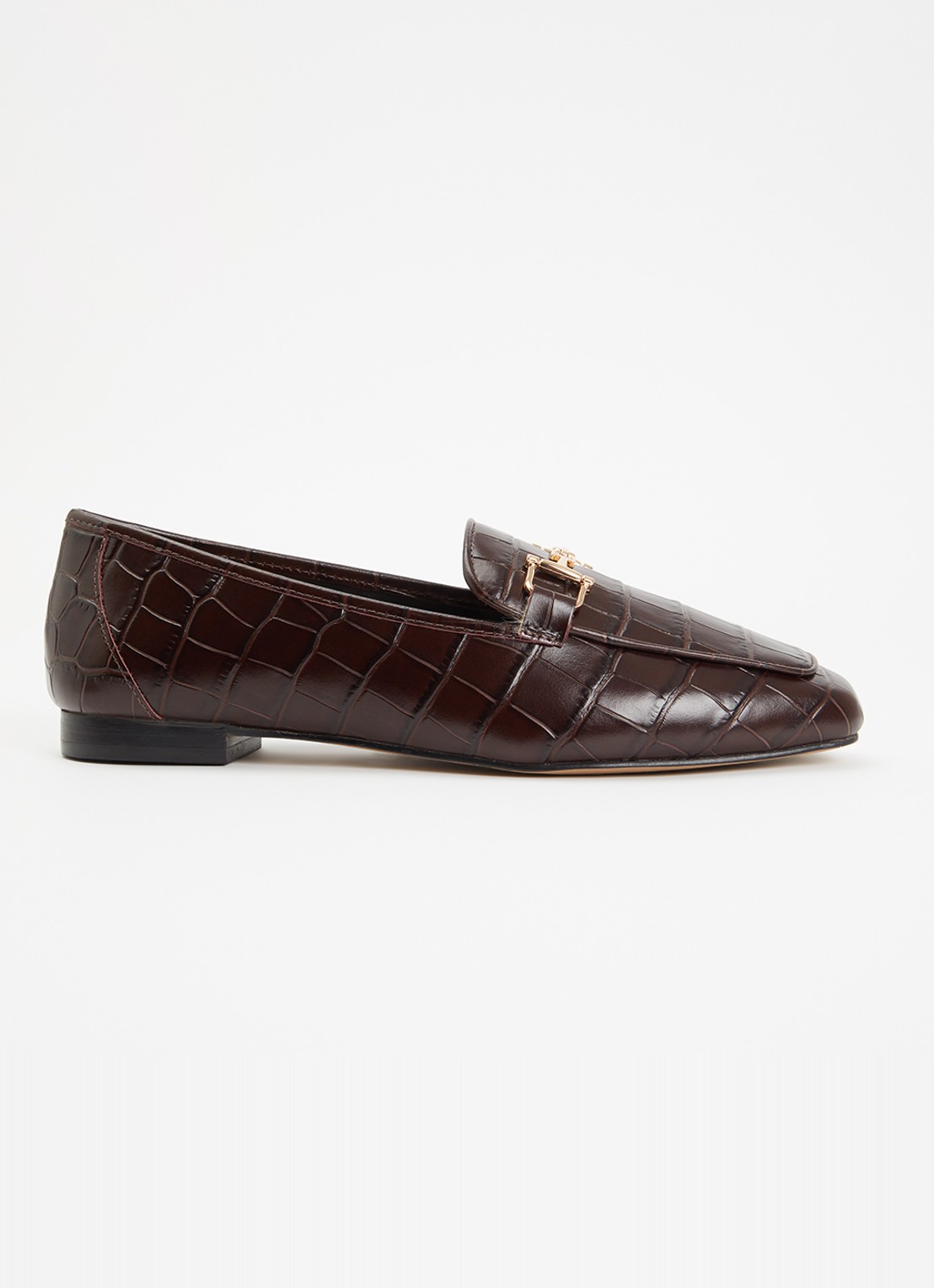 Dune London Wide Fit Grained loafer van leer - voorkant 4 kastanjebruin