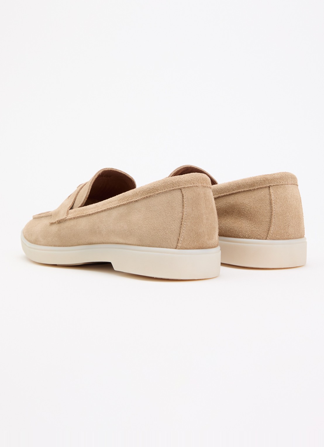 Dune London Wide Fit Grinning loafer van suède - achterkant 2 zand