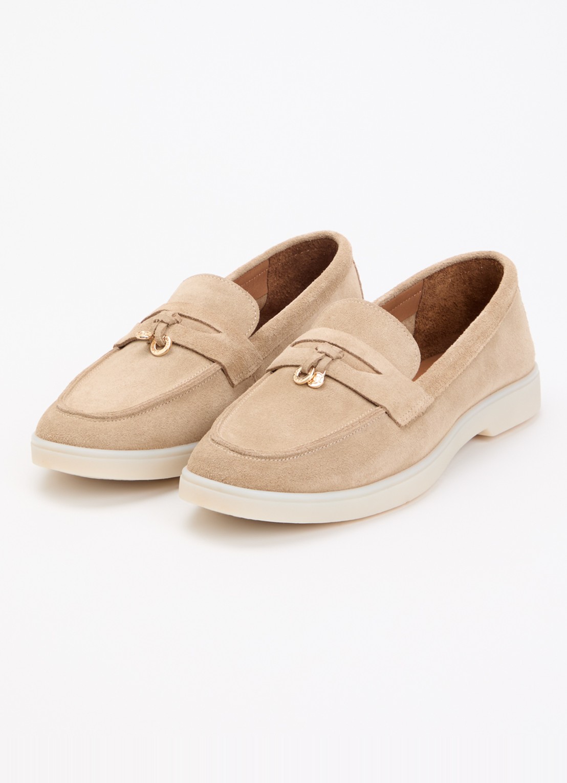 Dune London Wide Fit Grinning loafer van suède - detail 3 zand