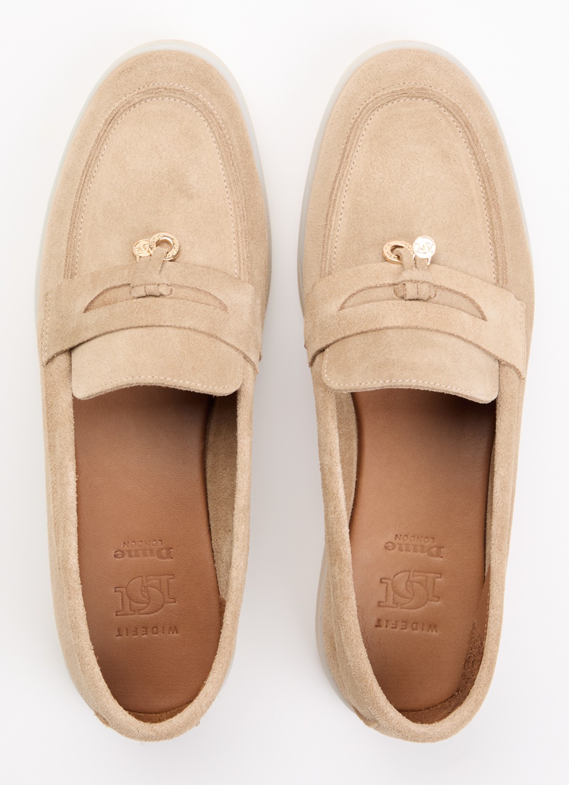 Dune London Wide Fit Grinning loafer van suède - detail 4 zand