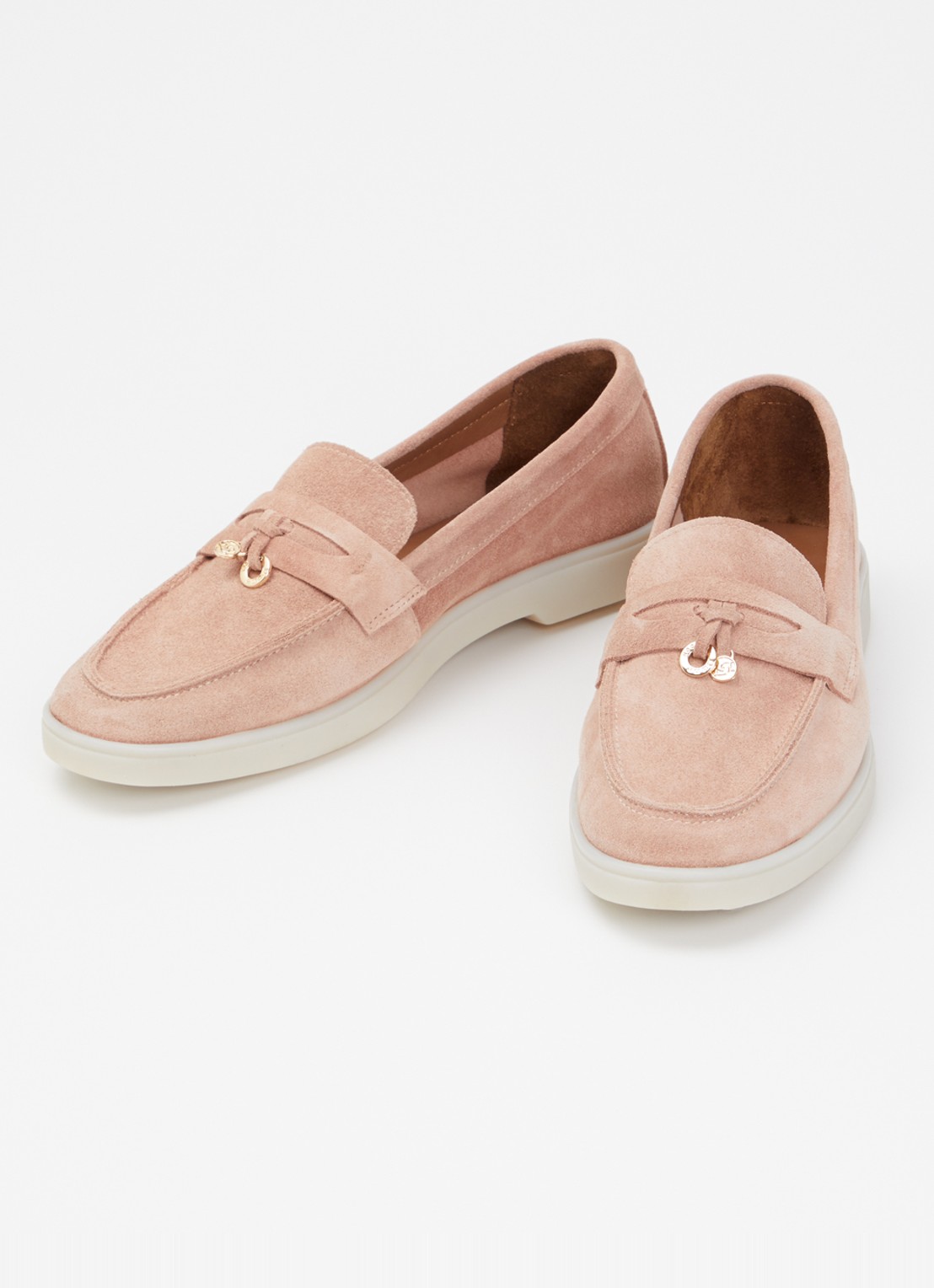 Dune London Wide Fit Grinning loafer van suède - detail 3 lichtroze