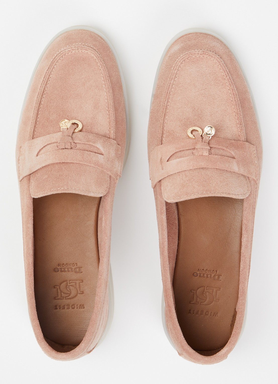 Dune London Wide Fit Grinning loafer van suède - detail 4 lichtroze