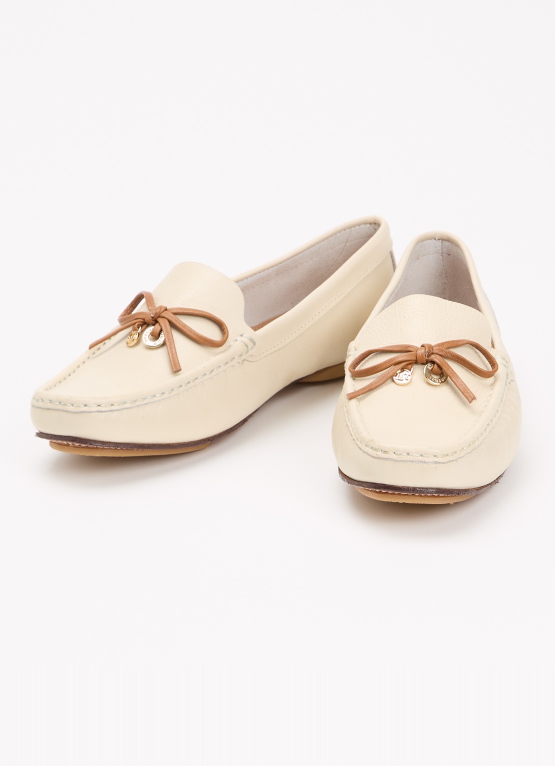 Dune London Wide Fit Grip mocassin van leer - detail 2 gebroken wit