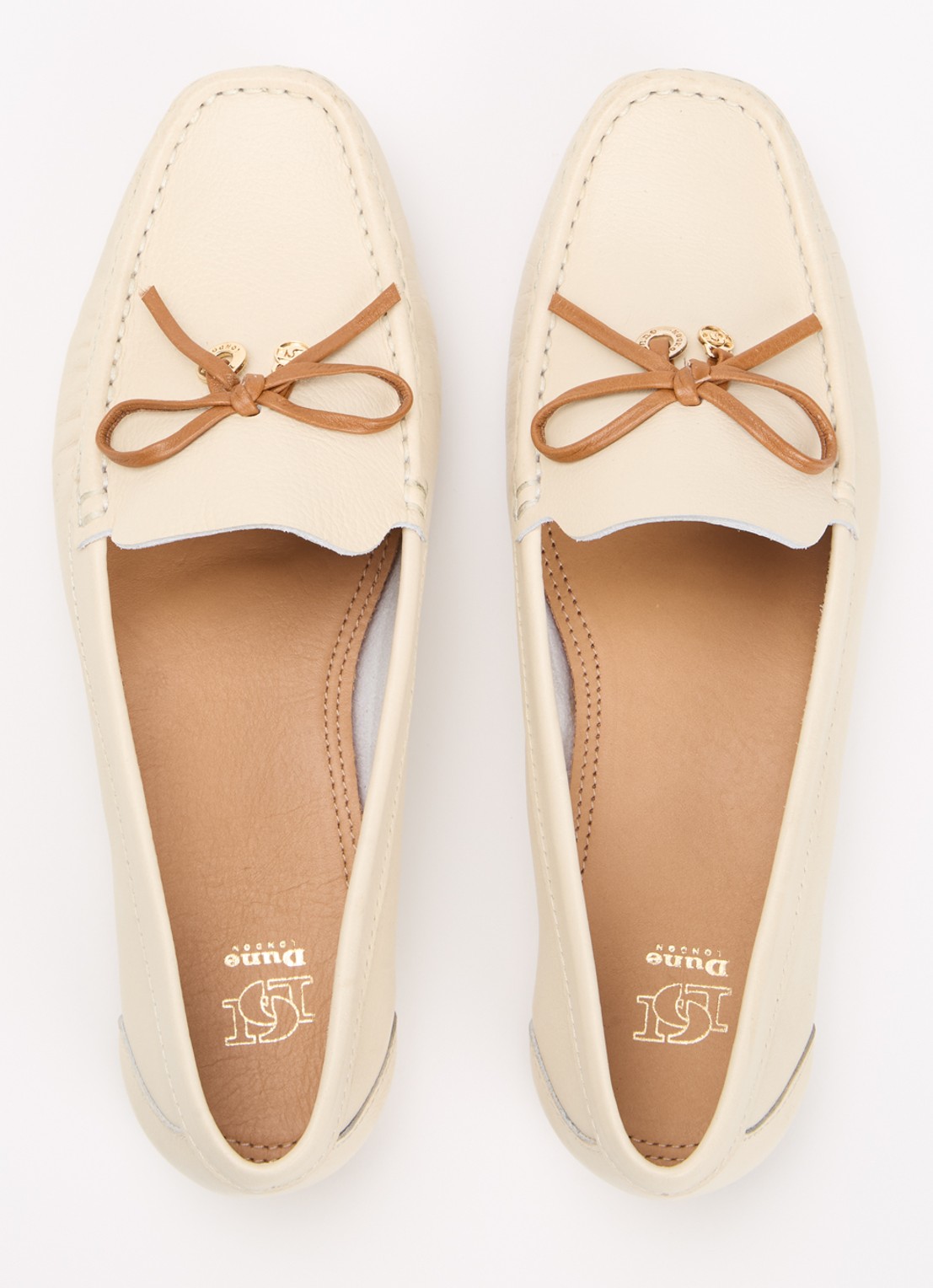 Dune London Wide Fit Grip mocassin van leer - detail 3 gebroken wit