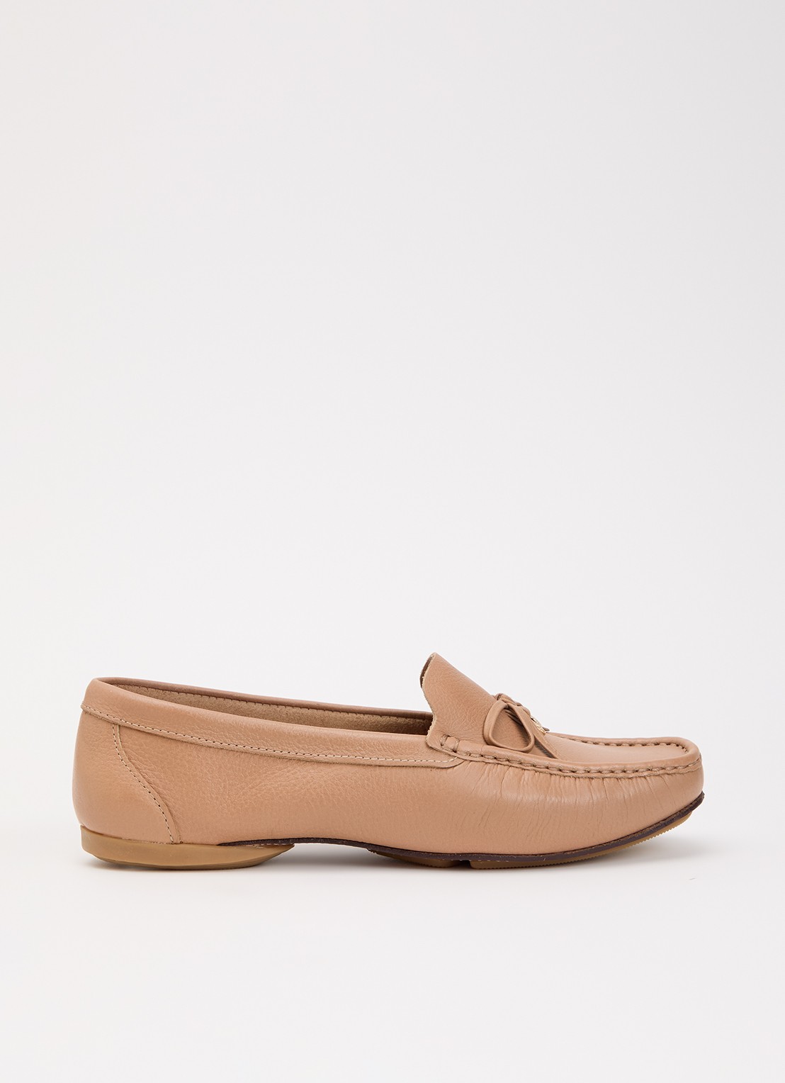 Dune London Wide Fit Grip mocassin van leer - voorkant 2 camel