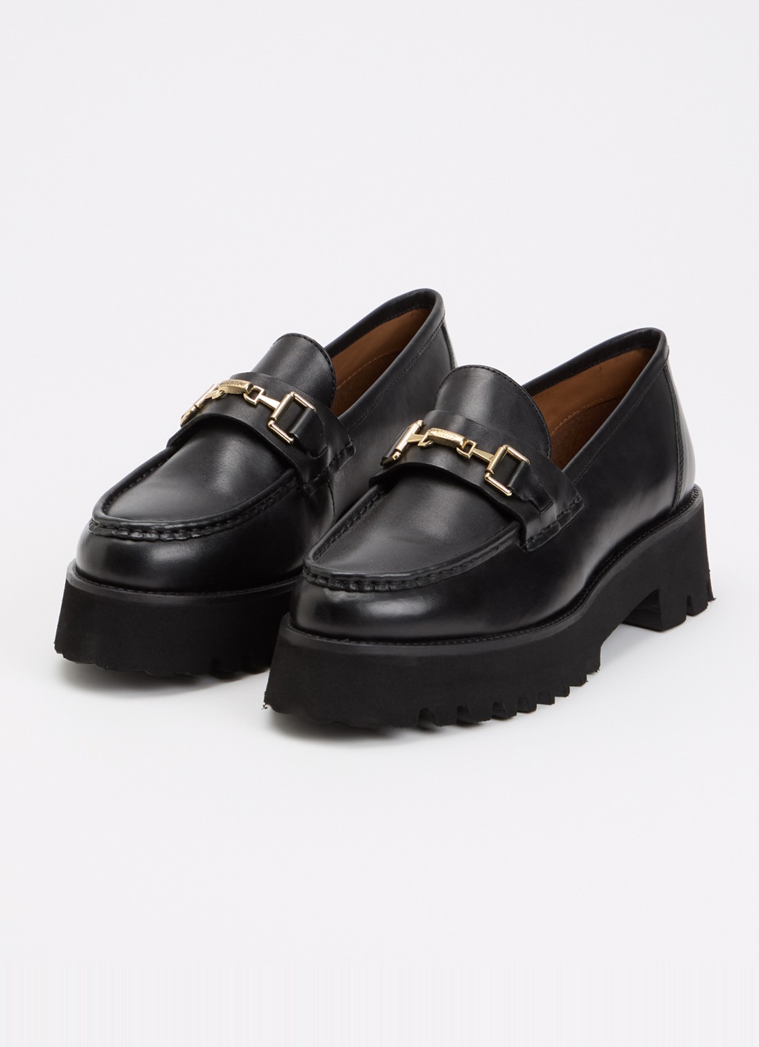 Dune London Wide Fit Groundbreaking loafer van leer - detail 2 zwart