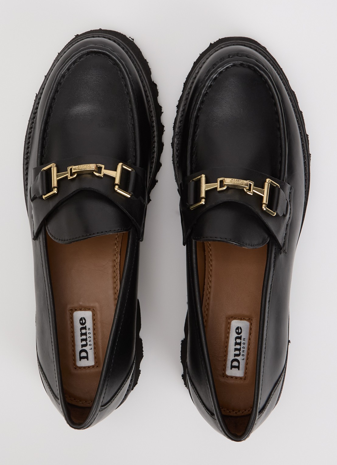 Dune London Wide Fit Groundbreaking loafer van leer - detail 3 zwart