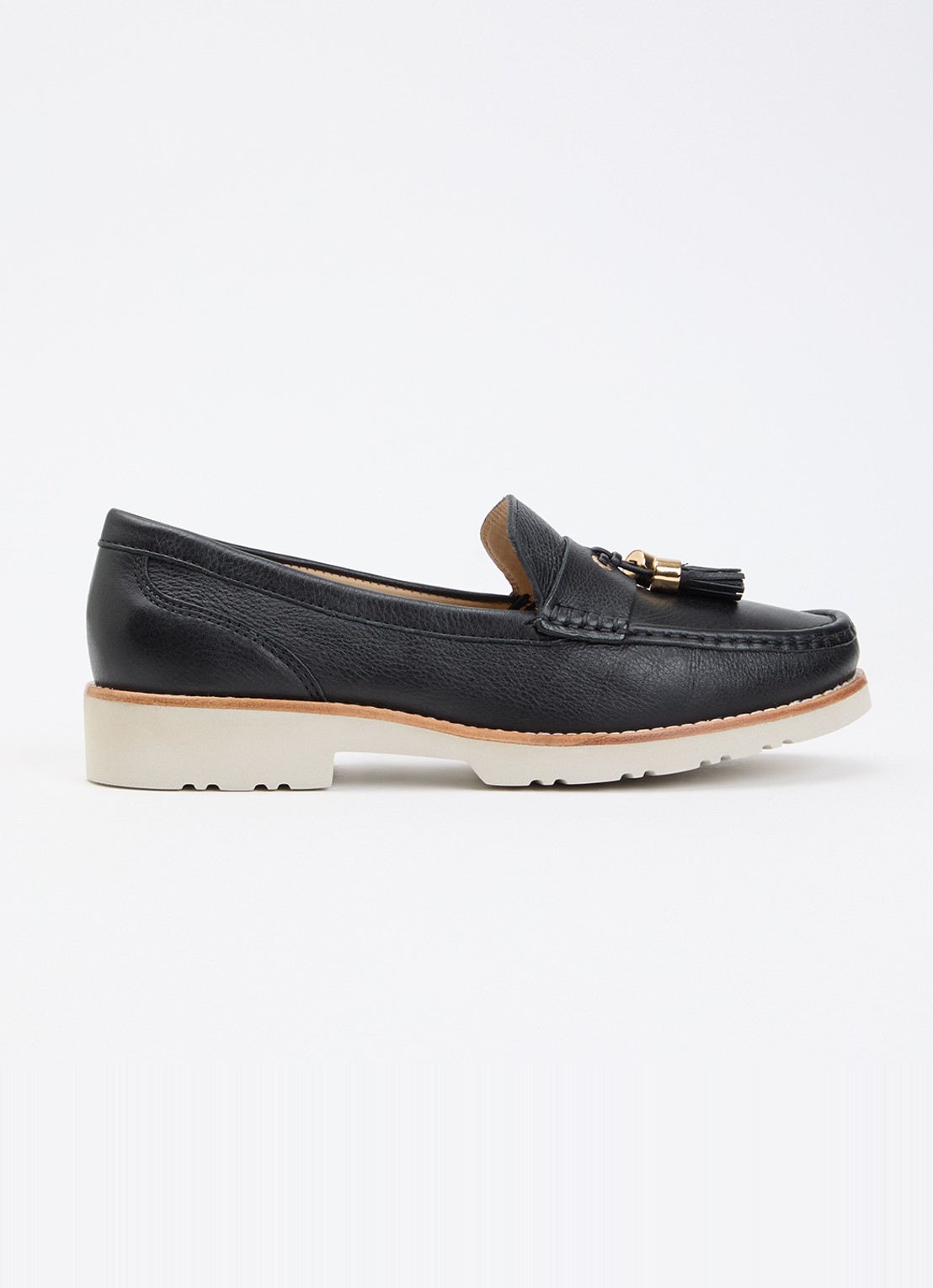 Dune London Wide Fit Gwen loafer van leer - voorkant 4 zwart