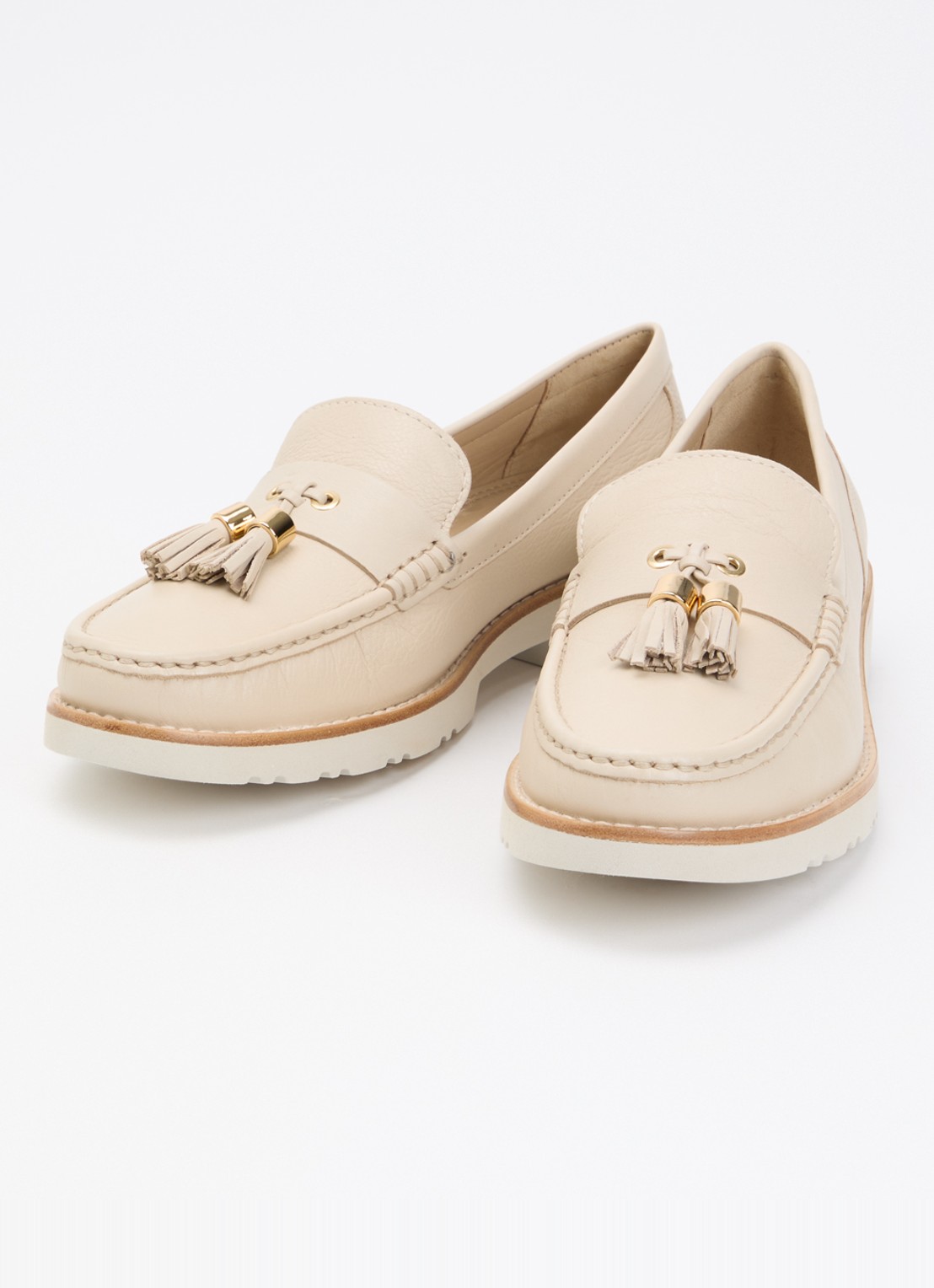 Dune London Wide Fit Gwen loafer van leer - detail 3 creme