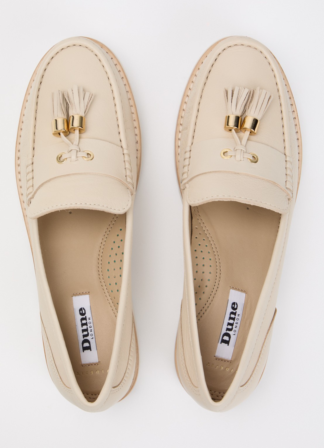 Dune London Wide Fit Gwen loafer van leer - detail 4 creme