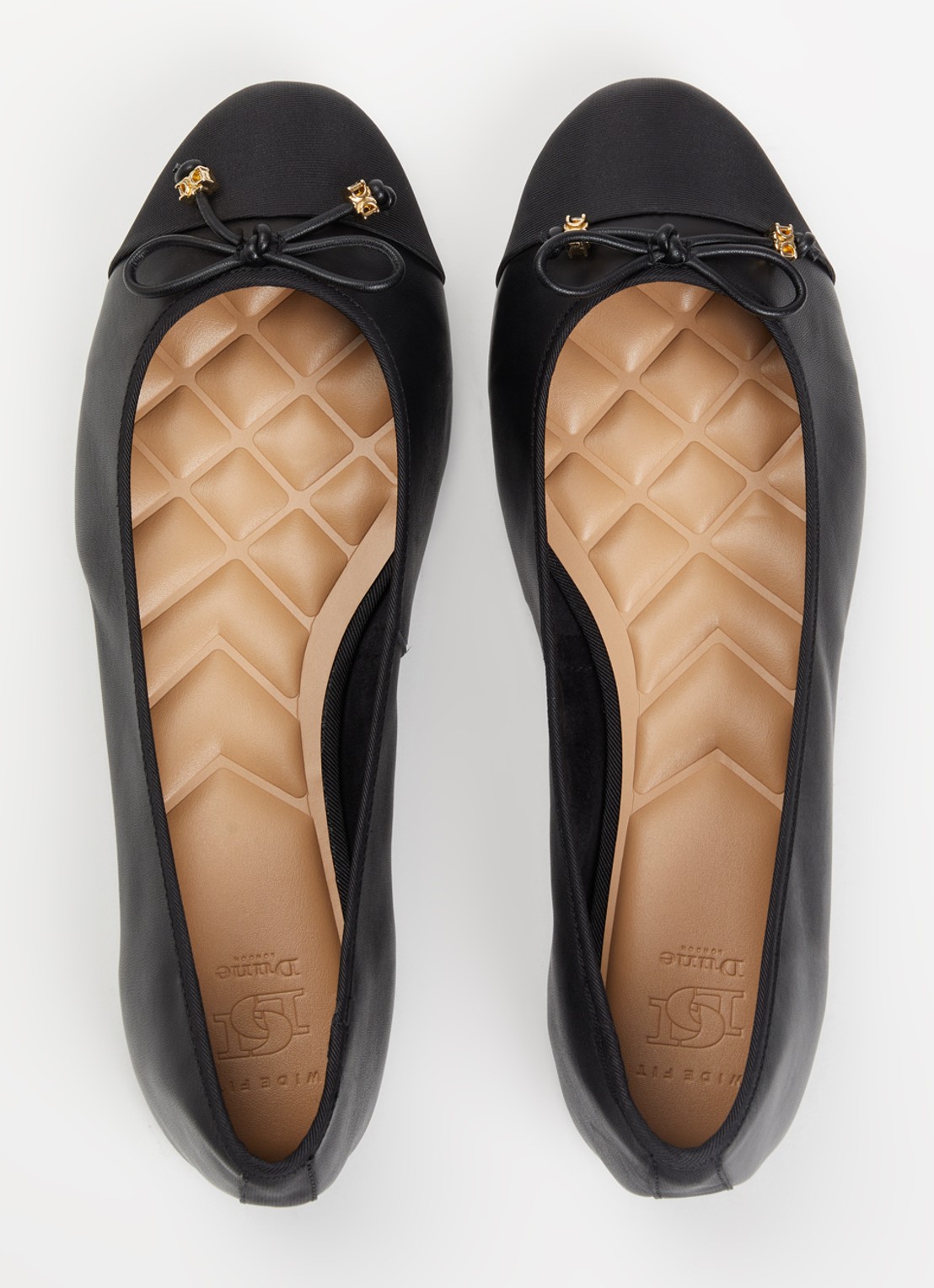 Dune London Wide Fit Hallo ballerina met strikdetail - detail 3 zwart