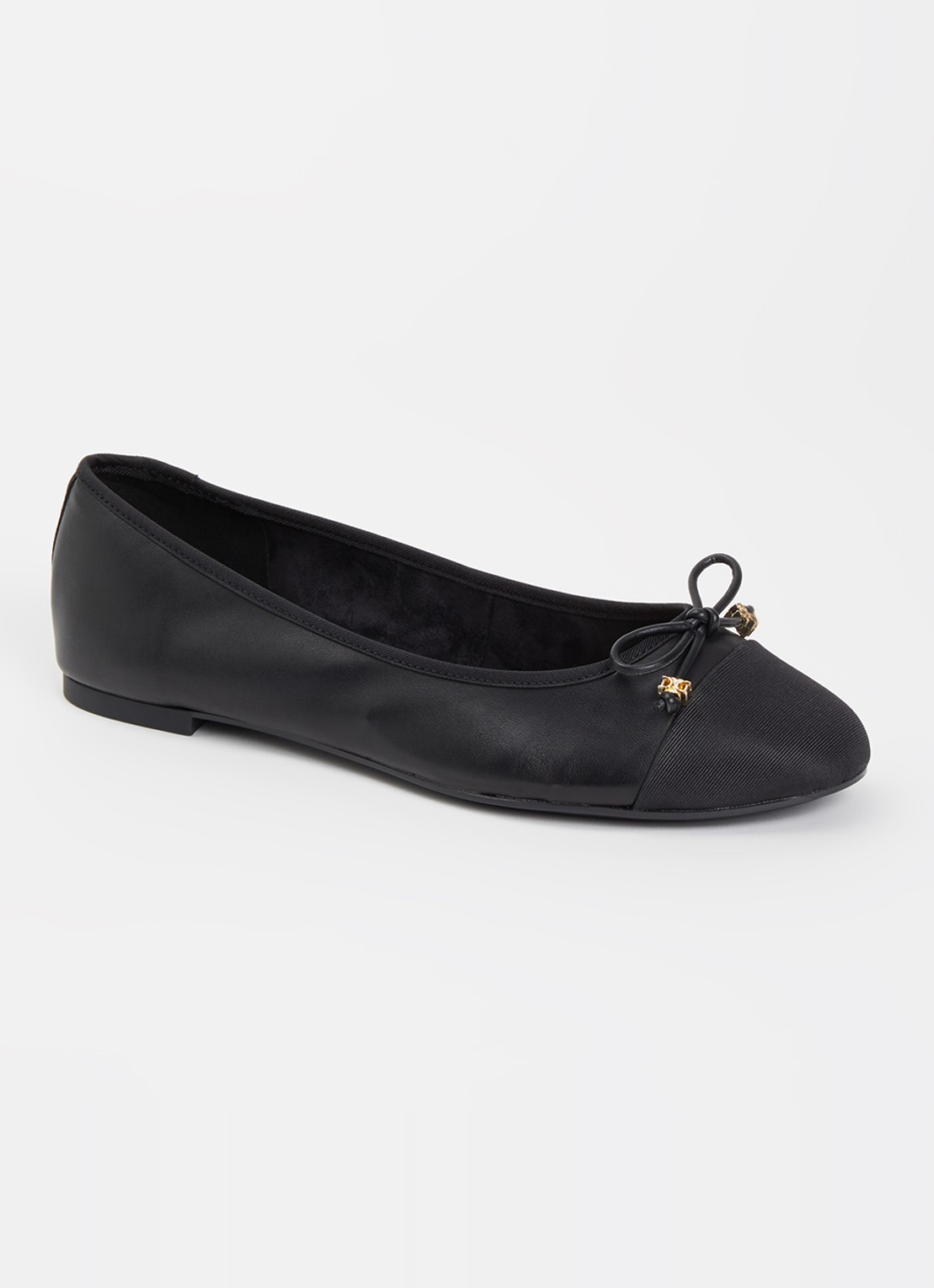 Dune London Wide Fit Hallo ballerina met strikdetail - voorkant zwart