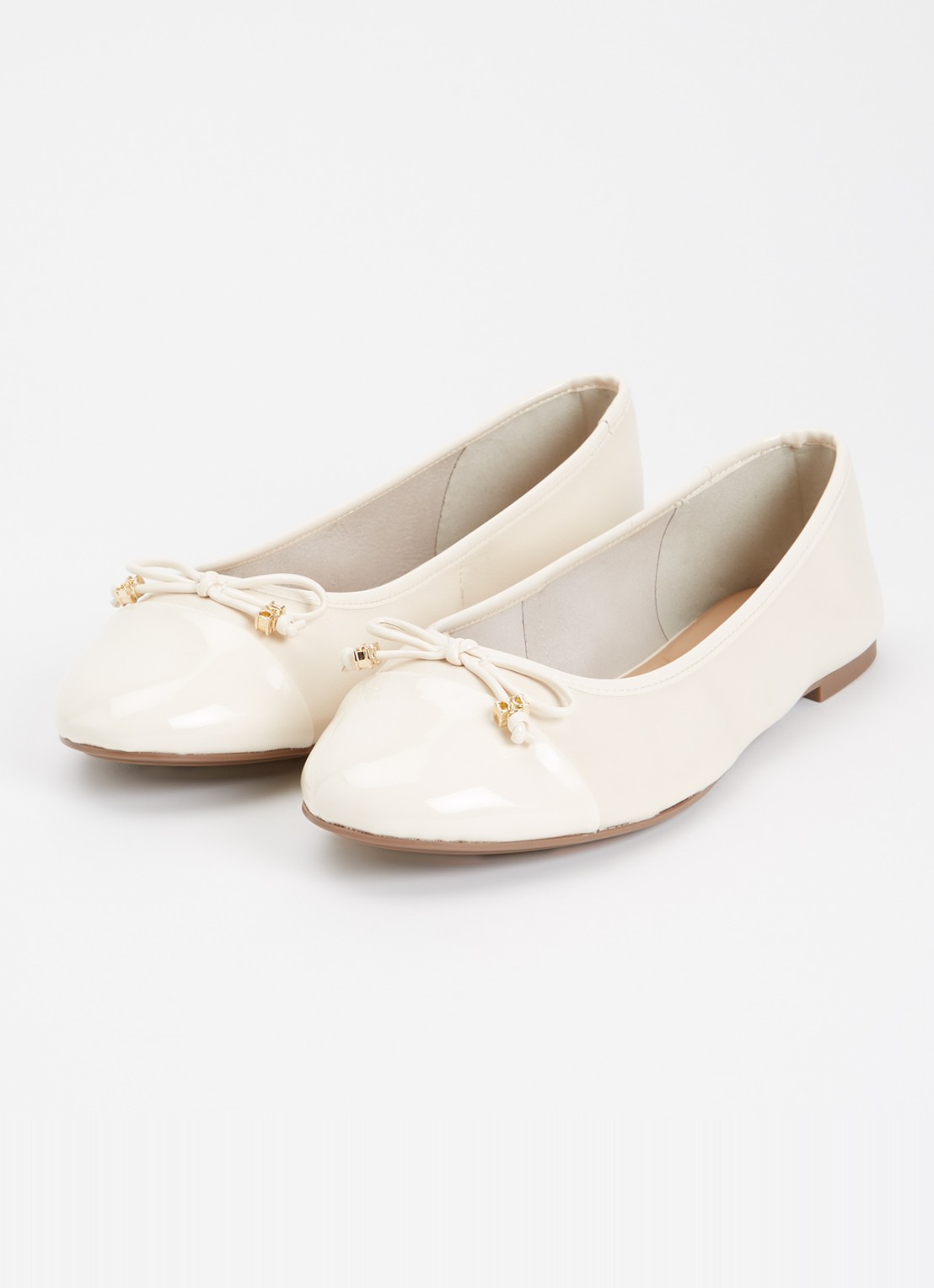 Dune London Wide Fit Hallo ballerina met strikdetail - detail 3 creme