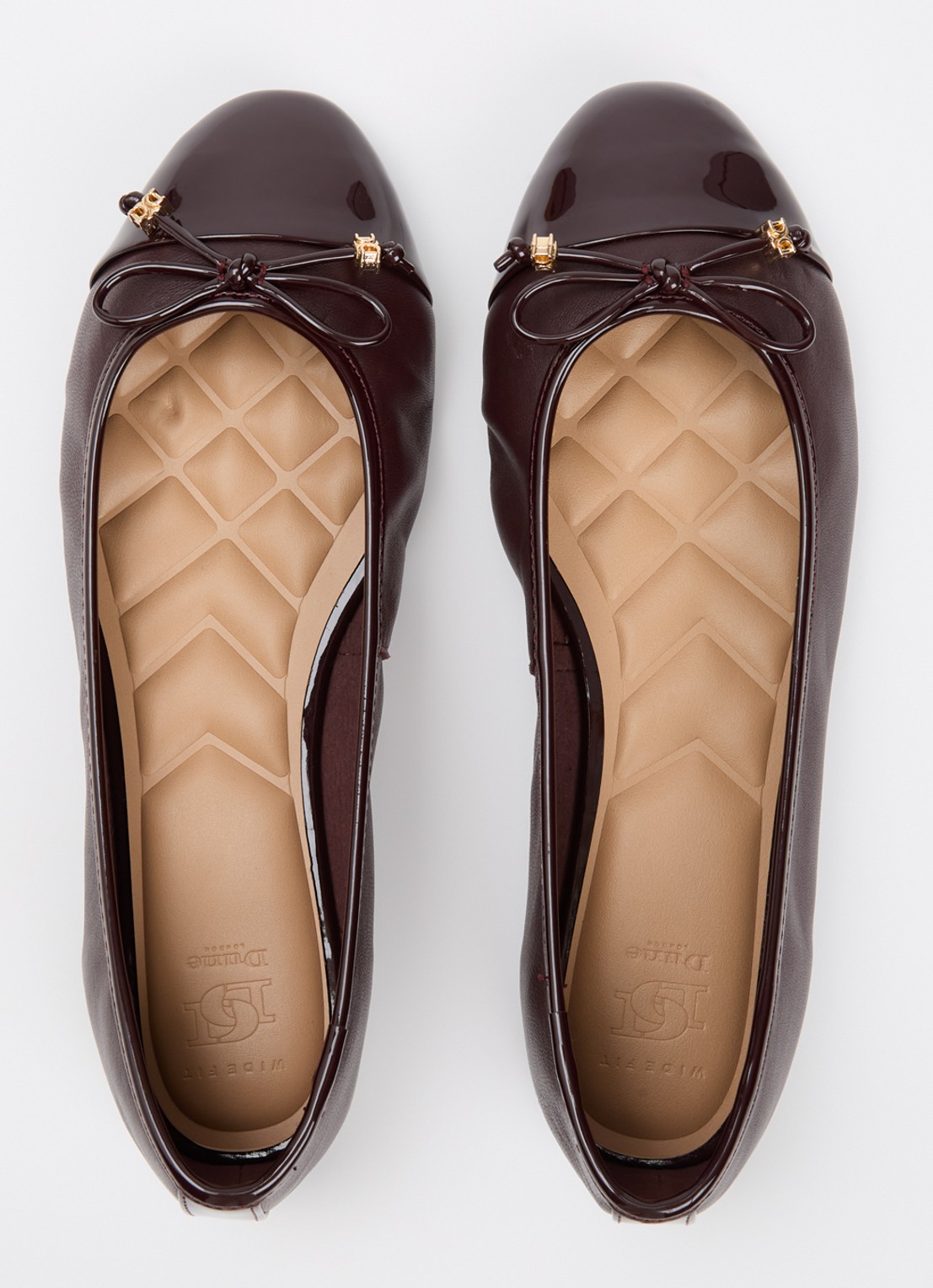 Dune London Wide Fit Hallo ballerina met strikdetail - detail 2 bordeauxrood