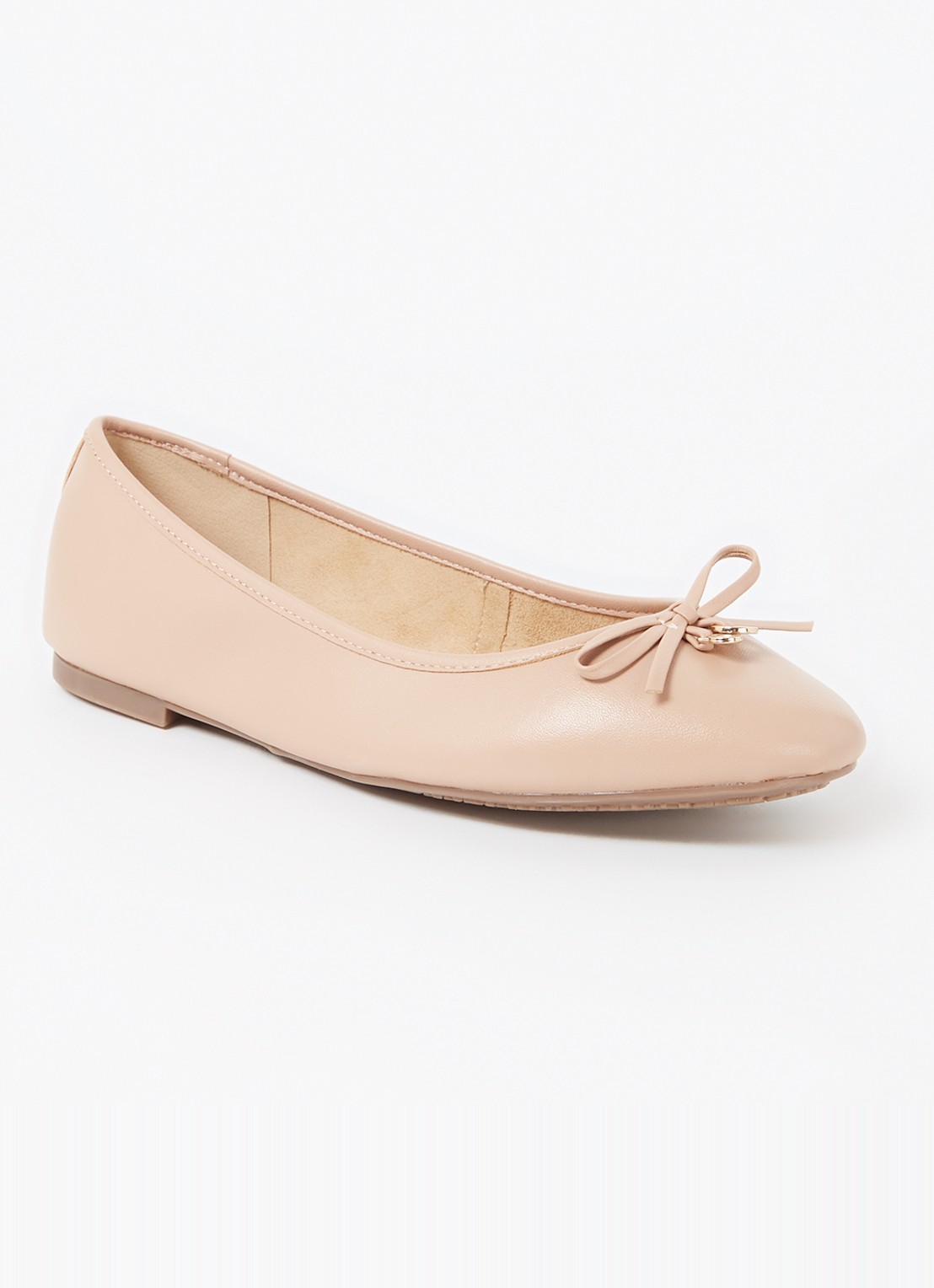 Dune London Wide Fit Hallo ballerina met strikdetail - voorkant 2 zalmroze