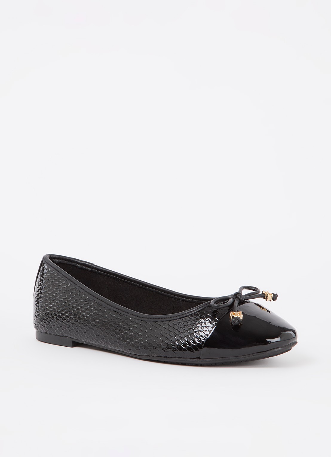 Dune London Wide Fit Hallo ballerina met strikdetail - voorkant 2 reptile