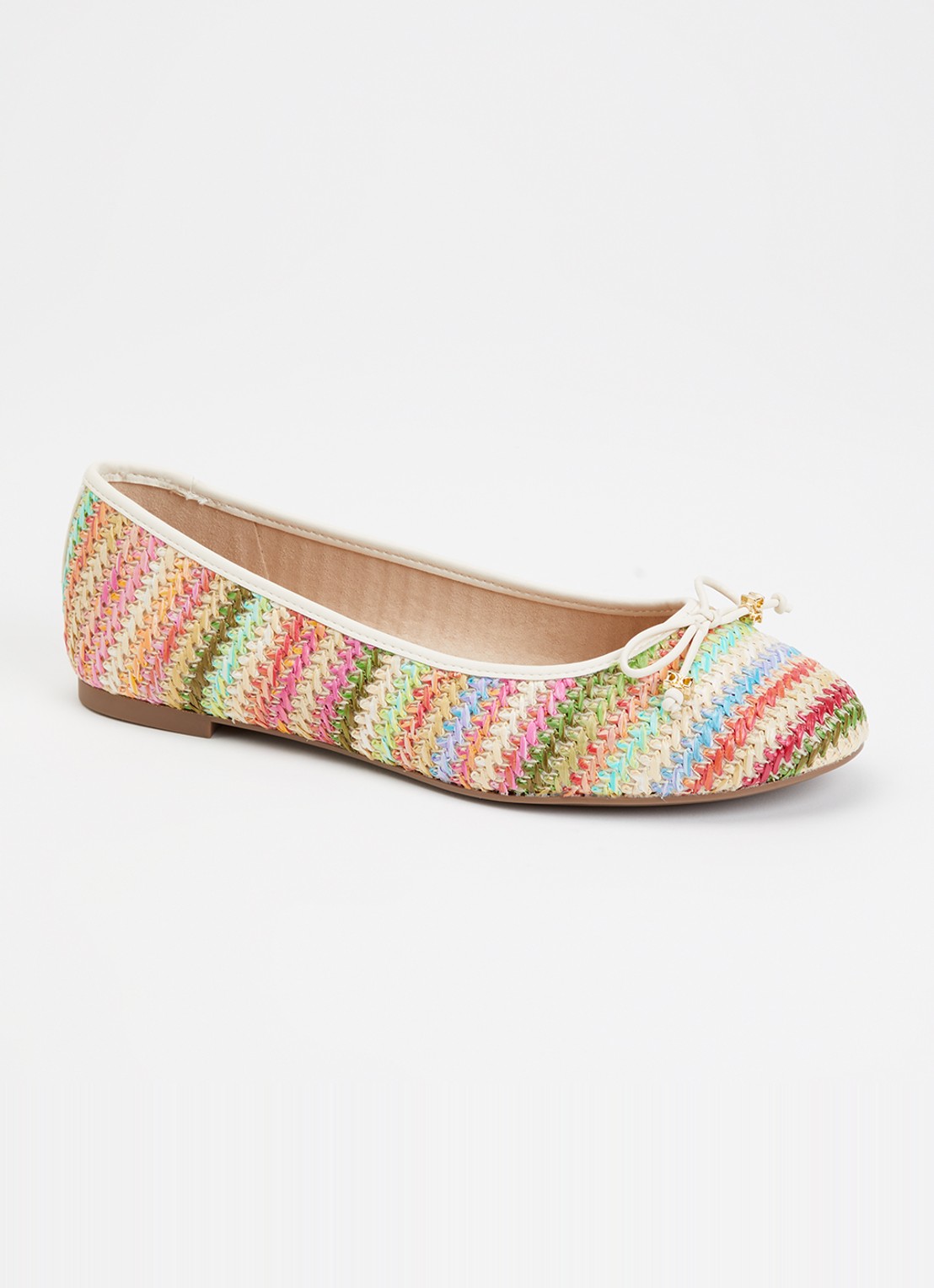 Dune London Wide Fit Hallo ballerina met strikdetail - voorkant multicolor