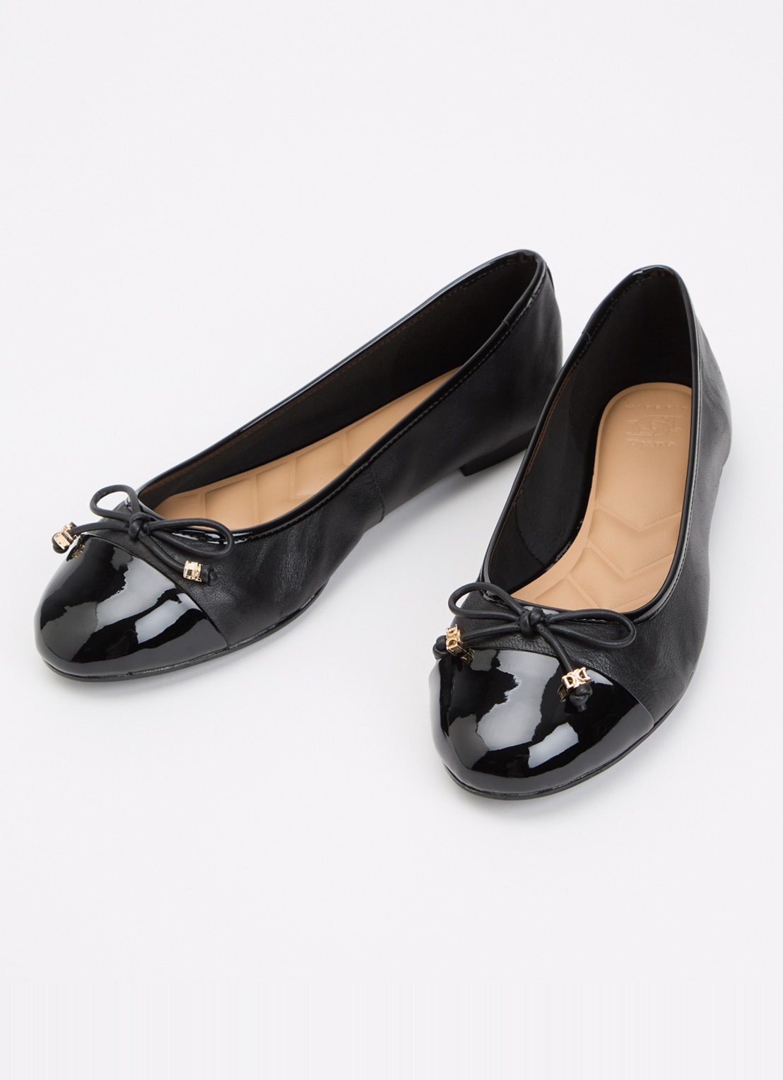 Dune London Wide Fit Hallo ballerina met strikdetail - detail 3 diepzwart