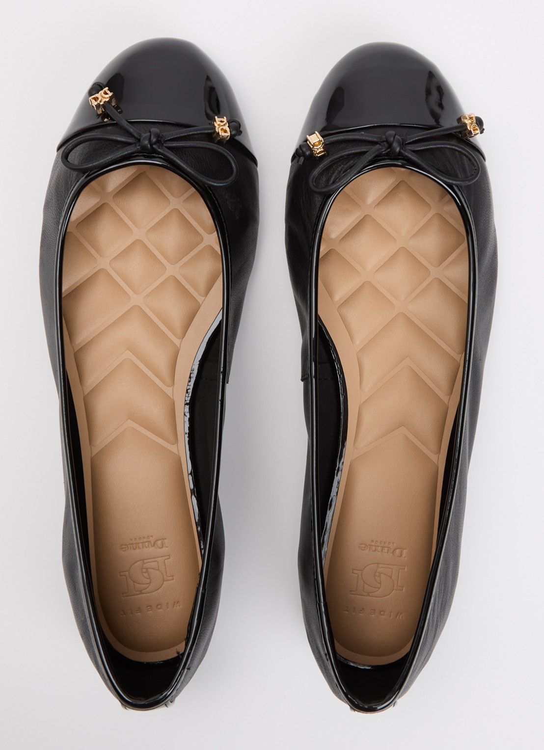 Dune London Wide Fit Hallo ballerina met strikdetail - detail 4 diepzwart
