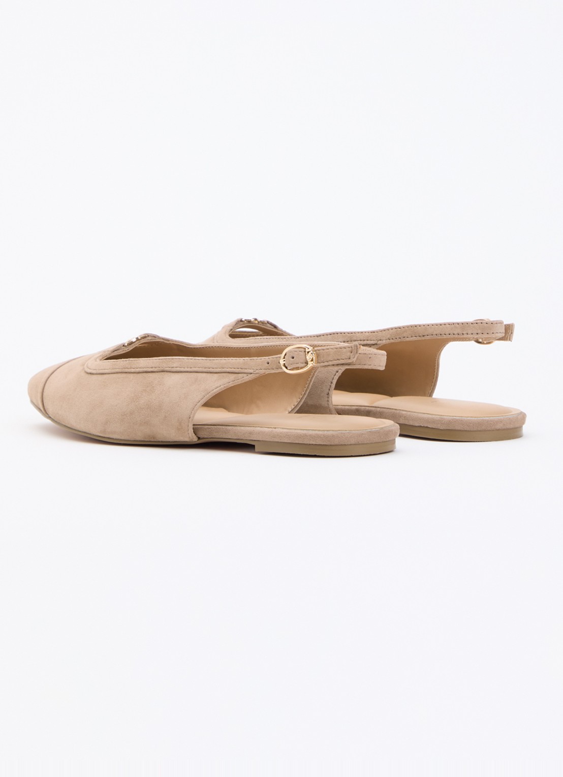 Dune London Wide Fit Hanna slingback van suède - achterkant 5 beige